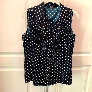 Alex Marie Navy Polka Dot Sleeveless Top
